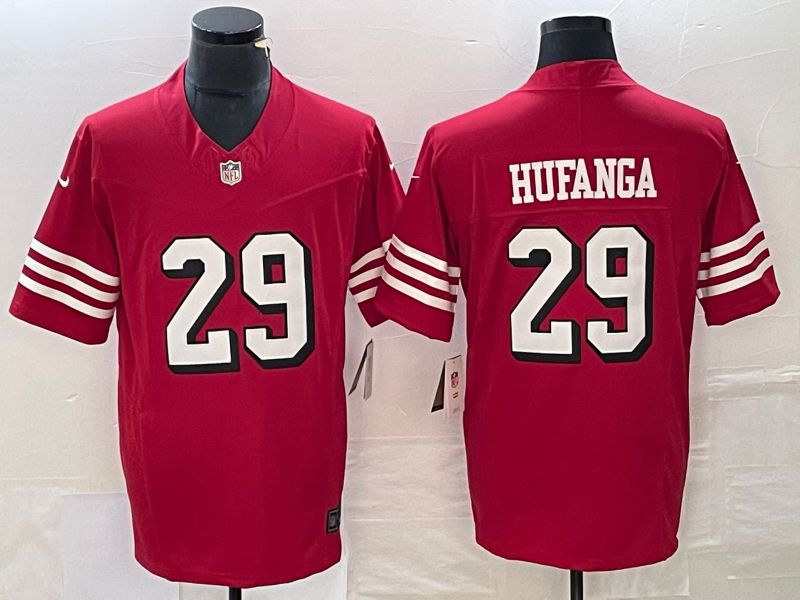 Men San Francisco 49ers #29 Hufanga Red 2023 Nike Vapor Limited NFL Jersey style 1